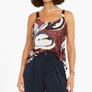 NIC+ZOE Brown and Blue Abstract Print Tank Top